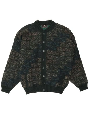 TOBIA SYSTEM Mens Knit Bomber Jacket IT 54 2XL Green Geometric Wool CV15 - Image 1 of 3