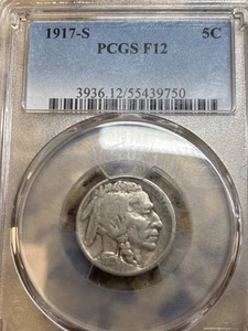 1917 S Nickel Indian Head or Buffalo PCGS F-12 - Picture 1 of 2