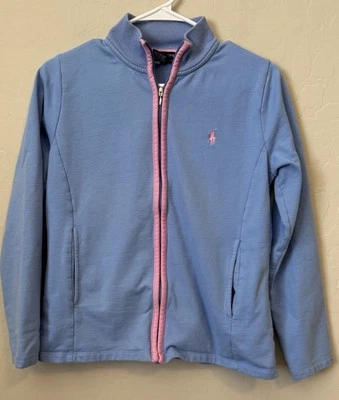 Vtg Y2K Ralph Lauren Womens M Pink Jacket Baby Blue Pink Preppy Tennis Core - Image 1 of 4