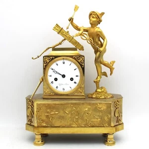 Horloge Pendule d'époque Empire - en bronze doré - 19ème siècle signé - Imagen 1 de 11