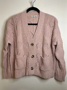 Madewell Women’s Medium Hillview Fisherman Cardigan Pink Sweater - Picture 1 of 5