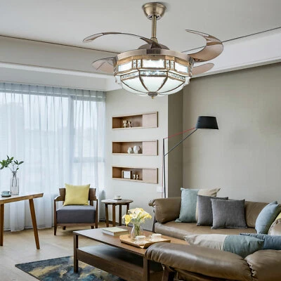 42inch Tiffany Style LED Ceiling Fan Light,3 Colors Chandelier w/ Remote Control - Image 1 of 4