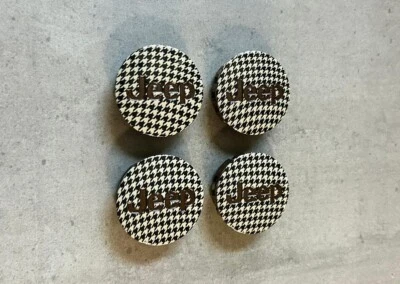 Jeep Wrangler Custom Brown & Tan Houndstooth Wheel Center Cap x4 Set Genuine OEM - Image 1 of 4