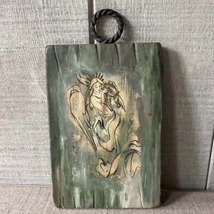 Placa de pared decoupage vintage mediados de siglo moderno ángel de madera - Imagen 1 de 4