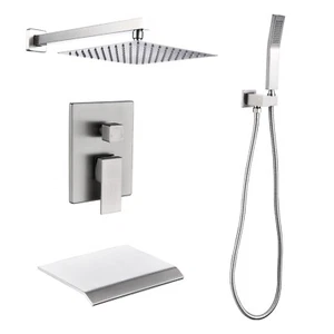 Shower Faucet Set 3 Way 10" Wall Mounted Concealed Shower Mixer Set for Bathroom - Picture 1 of 7