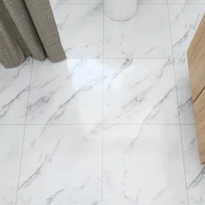 12x Vinyl Self Adhesive Tiles White Marble Flooring Kitchen Bathroom Floor Tiles - Picture 1 of 24