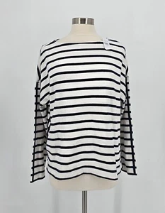 Loft Sz XL Heavy Weight Nautical Stripe Navy White Shirt Boat Neck Oversize NWT - Picture 1 of 8