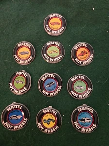 Vintage 10 HOT WHEELS Mattel Original Redline BUTTON Tin Badge - Picture 1 of 8
