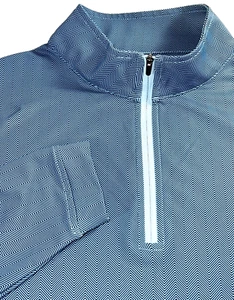 Peter Millar Wicking Men's Large 1/4 Zip Pullover Blue Zig Zag Chevron Pattern - Picture 1 of 11
