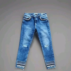 Mavi Tess High Rise Skinny Jeans Bommeln bestickt distressed Damen 28 / 8 - Bild 1 von 10