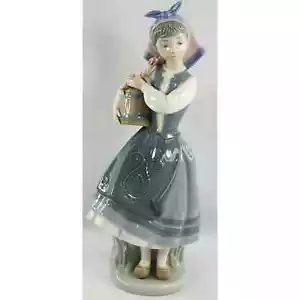 Lladro Budding Blossoms Vintage 1983 Girl with Bucket of Flowers #1416 Damaged - Picture 1 of 9