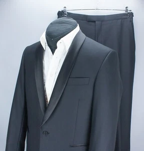 Austin Reed Tuxedo Dinner Suit 2 Piece Formal Black Jacket 40S Waist 34S Wool - Imagen 1 de 23