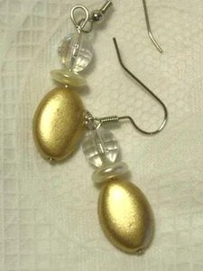 PENDIENTES COLGANTES CYNTHIA LYNN "SOLEADO" ORO MATE Y CRISTAL TRANSPARENTE CON CUENTAS - Imagen 1 de 1