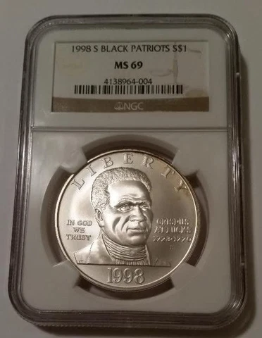 1998 S Crispus Attucks Commemorative Silver Dollar MS69 NGC (Toning) Cover