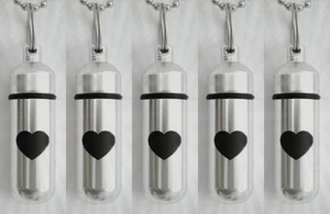 JUEGO DE 5 Collares URNA DE CREMACIÓN DE CORAZÓN SIMPLE GRABADOS CON LÁSER con Bolsas, Kit de Relleno - Imagen 1 de 6