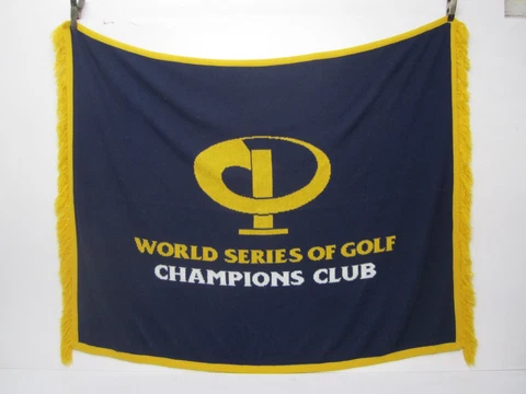 Vtg c1970s-80s World Series of Golf Champions Club Logo Knits USA Throw Blanket Cover