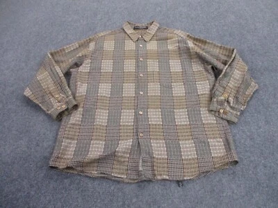 Jhane Barnes Shirt L Beige Plaid Business Work Geometric Preppy Classic Mens - Image 1 of 4