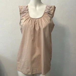 Gap soft pink scoop neck sleeveless embroidered flower flutter sleeve blouse xs - Picture 1 of 9