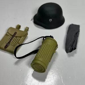 Vintage 1/6 Scale German Helmet, Scarf, Map Case, Gas Mask Canister Y4 - Picture 1 of 10
