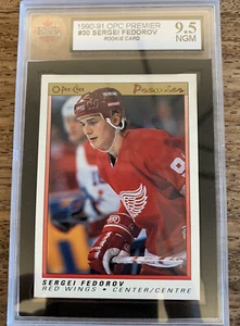 1990-91 OPC PREMIER SERGEI FEDOROV ROOKIE CARD Graded KSA 9.5 NGM Red Wings - Picture 1 of 2