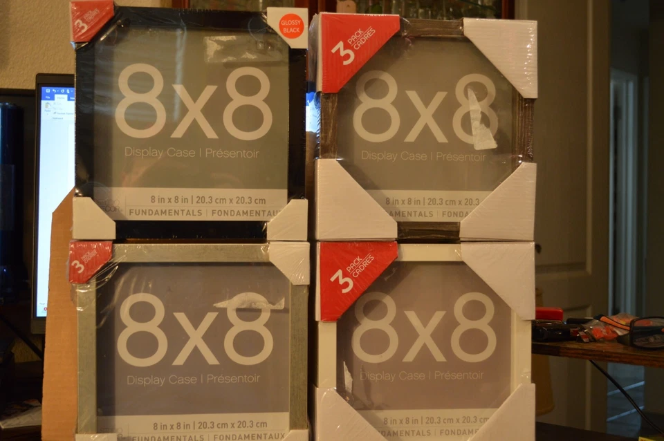 Paquete de 3 vitrinas blancas, negras, grises, astilla 8”x8” cajas de sombra decoración de estudio funda Foto 1 de 1