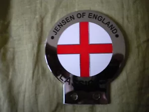 JENSEN OF ENGLAND CHROME & ENAMEL CAR BADGE - Picture 1 of 1