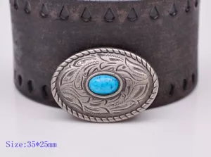 10pcs 35×25MM Oval Silver Turquoise Bead Floral Engraved Conchos Decor Screwback - Bild 1 von 10