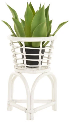 Rattan Blumenständer/Blumensäule/gestäbt 50er/60 Jahre Stil/  Farbe Weiss - Bild 1 von 4