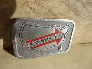Collectible Cap City USA Belt Buckle CD Hit Nickle 3 1/4 x 2 1/4City - Picture 1 of 3