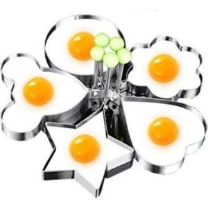 Molde antiadherente para anillo de panqueques de acero inoxidable para huevos fritos de 5 piezas herramientas de cocina para cocinar - Imagen 1 de 10