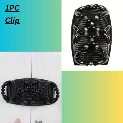 Stretch Handmade Double Comb Elastic Hairpin Magic Hair Comb Beaded Hair Clip - Image 1 of 3