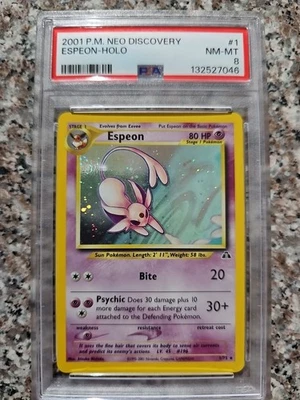Pokémon Espeon Neo Discovery TCG 1/75 Holo PSA 8 - Image 1 of 2