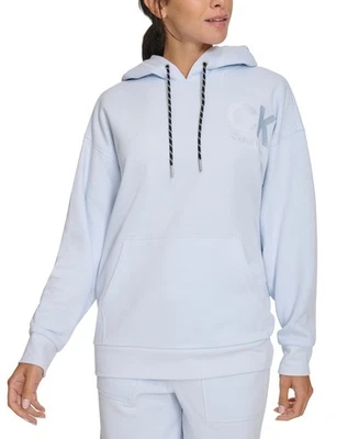 Calvin Klein Eco Fleece Logo Pullover Hoodie Womens M Spray Hood With Drawstring - Image 1 of 4