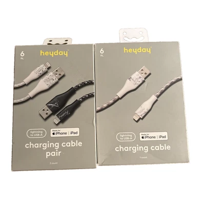 Heyday 6ft USB-A Braided Cables Lot: 2pk + 1pk Marble Terrazzo (3 Cables) NEW - Image 1 of 4