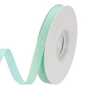Water Blue Metallic Glitter Ribbon Roll, 3/8 Inch x 25 Yards Sparkly Ribbon - Imagen 1 de 7