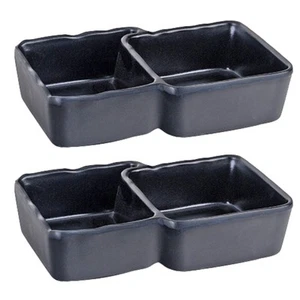 Melamine Divided Sauce Bowl Two Compartment Soy Sauce Wasabi Yum Yum Plastic ... - Picture 1 of 7