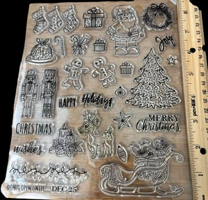 Clear stamp, Christmas theme, card making, crafts, holiday fun - Picture 1 of 4
