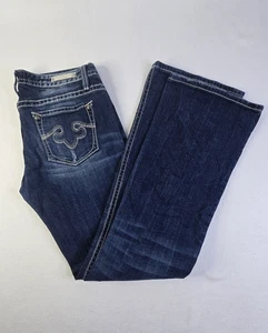 ReRock For Express Bootcut-Jeans Damengröße 8R blau Denim Taschen Reißverschluss gebraucht, in einwandfreiem Zustand - Bild 1 von 17