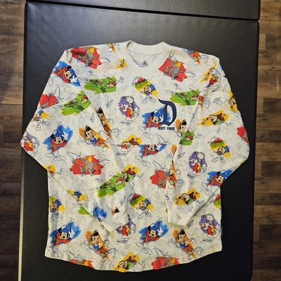 Disney Spirit Jersey Mens S White Disneyland  Resort AOP Pinocchio Dumbo Mickey - Image 1 of 4