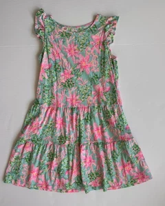 Vestido Lilly Pulitzer Niñas Rosa Verde Resort Playa 100% Algodón X-Grande 12-14 - Imagen 1 de 5