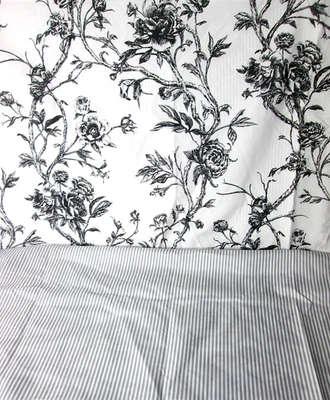 New 2 King Size Pillowcases Black Floral/Gray Stripe THRESHOLD Target 36" x 20" - Image 1 of 4