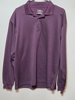 Polo Pga Tour Hombre Grande Púrpura 100% Poliéster Manga Larga Rendimiento Golf Foto 1 de 3
