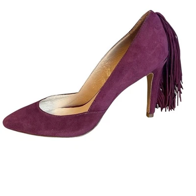 Loeffler Randall Pari Suede Leather Fringed Maroon Wine Pumps Shoes Women's 7B - Image 1 of 4