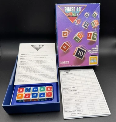Vintage Phase 10 Dice (1993) by Fundex Games. Pre Owned w/Box Instructions & Pad - Image 1 of 4
