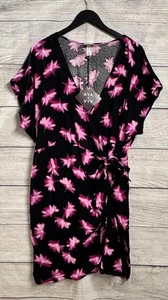 Vestido envolvente floral rosa negro Ava & Viv para mujer talla 1X  - Imagen 1 de 2