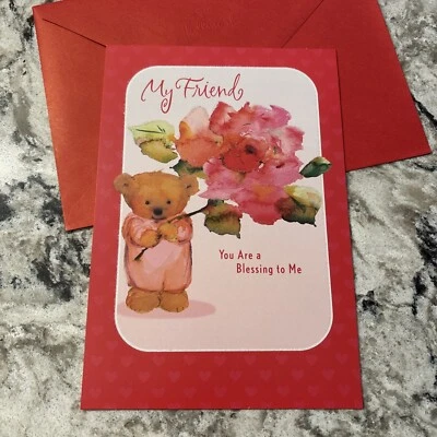 Tarjeta de felicitación de sello de 5,5”x8” Día de San Valentín My Friend Mary Hamilton Bear Foto 1 de 4