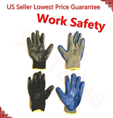 BATMAN 240 Pair Black Gray Heavy Duty Pemium Latex Rubber Palm Coated Work Gloves BR XL