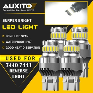 4X 7443 7440 LED 6500K Reverse Backup Brake Tail Stop Parking Light Bulbs CANBUS - Picture 1 of 12