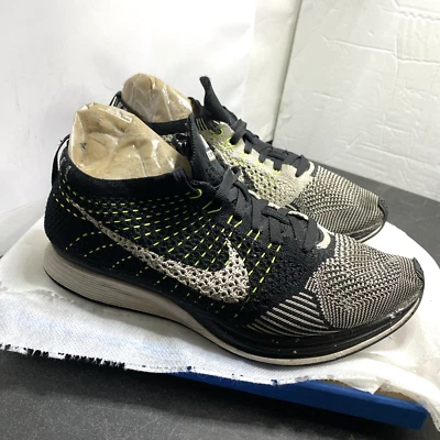 Nike Flynit Racer Black white Volt running shoes woman's size 6 528628-011 - Image 1 of 4