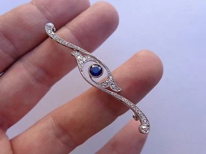 Wonderful Art Nouveau Diamonds Sapphire Platinum Water Theme Love Pin Brooch 🌊 - Picture 1 of 8